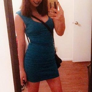 Blue mini open back dress
